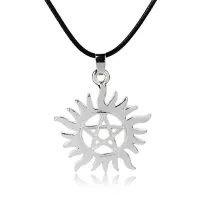 Кулон Солнечная Пентаграмма 32х35мм на цепочке, серебр. AC069
