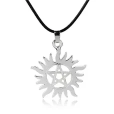 Кулон Солнечная Пентаграмма 32х35мм на цепочке, серебр. AC069