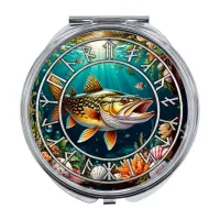 Складное зеркало Славянский Тотемный Годослов - Жемчужная Щука ZER-0500