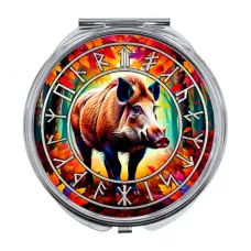 Складное зеркало Славянский Тотемный Годослов - Дикий Вепрь ZER-0502
