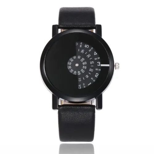 Наручные дисковые часы с чёрным ремешком 24см WA082