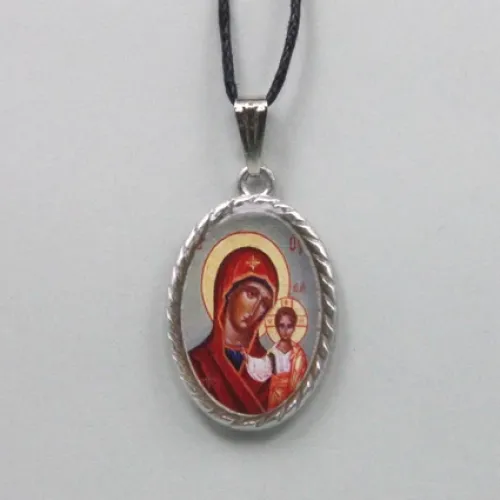 Кулон / нательная икона Пресвятая Богородица с младенцем, 2-сторонний BJK003-12