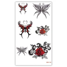 Временная татуировка Бабочки, розы 6х10,5см TTWM-154