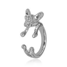 Кольцо Собака безразмерное, металл, цвет серебр.
