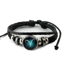 Браслет Овен, кожа, металл BS071-03