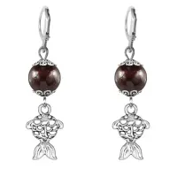 Серьги-амулеты Золотая рыбка (исполнение желаний), гранат SE-MKA22-27