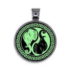 Светящийся амулет Слоны Инь-Ян ALE553