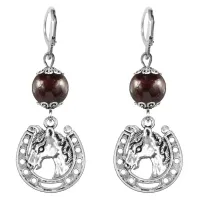 Серьги-амулеты Подкова (счастье), гранат SE-MKA22-31