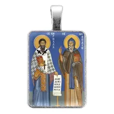 Нательная иконка Святые Кирилл и Мефодий ALE321