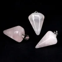 Маятник для биолокации 6-гранный конус, розовый кварц