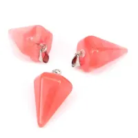 Маятник для биолокации 6-гранный конус, розовый халцедон