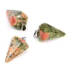 Маятник для биолокации 6-гранный конус, унакит BLK018-12