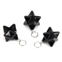 Маятник для биолокации Меркаба, черный агат BLK019-05