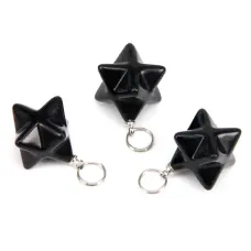 Маятник для биолокации Меркаба, черный агат BLK019-05