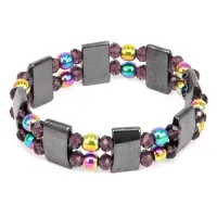 Магнитный браслет двойной, гематит BS073