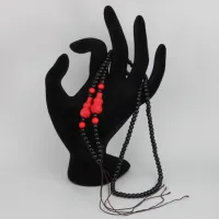Черные с красным чётки для амулета Тыква - горлянка, пластик SH011-2