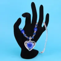 Стеклянные бусы со светящимся кулоном, цвет синий LGK008-5