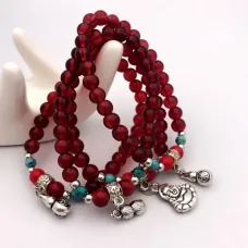 Браслет 4мм, стекло, подвески в ассорт. BS088