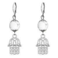 Серьги-амулеты Хамса (от сглаза и зла), кахолонг SE-MKA23-01