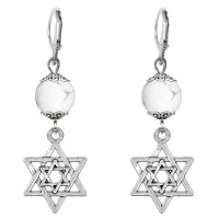 Серьги-амулеты Звезда Давида (от сглаза и зла), кахолонг SE-MKA23-02