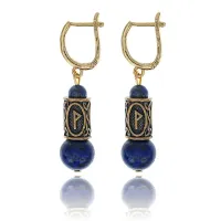 Серьги-амулеты с руной Вуньо (Радость, успех, заслуженная награда), лазурит SER017