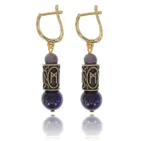 Серьги-амулеты с руной Манназ (Положение, связи, отношения), аметист SER022