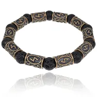 Рунический браслет Соулу с натуральным камнем Лава BSRL001