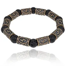 Рунический браслет Соулу с натуральным камнем Лава BSRL001