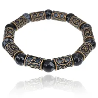 Рунический браслет Дагаз с натуральным камнем Обсидиан BSRL003