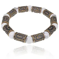 Рунический браслет Лагуз с натуральным камнем Кахолонг BSRL011