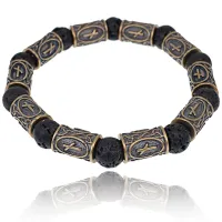 Рунический браслет Наутиз с натуральным камнем Лава BSRL015