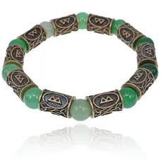 Рунический браслет Беркана с натуральным камнем Нефрит BSRL021