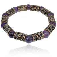 Рунический браслет Манназ с натуральным камнем Аметист BSRL023