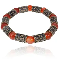 Рунический браслет Ансуз с натуральным камнем Сердолик BSRL024