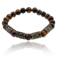 Рунический браслет Стабильный рост, 8мм, Тигровый глаз BSRL056