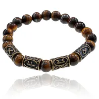 Рунический браслет Формула получения прибыли, 8мм, Тигровый глаз BSRL072