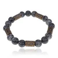 Рунический браслет От комплекса неполноценности, 10мм, Лабрадор BSRL076