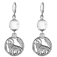 Серьги-амулеты Волк (защита, сила, победа), кахолонг SE-MKA23-07