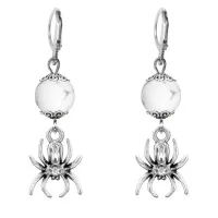 Серьги-амулеты Паук (защита, трудолюбие, достаток), кахолонг SE-MKA23-14