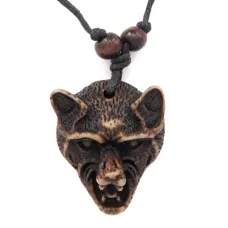 Амулет Пума, имитация резьбы по кости, пластик, со шнурком AP020