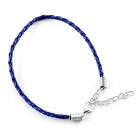 Заготовка для браслета с замком 20см, иск.кожа, цвет синий ZB001-04