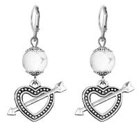 Серьги-амулеты Сердце со стрелой (любовь), кахолонг SE-MKA23-22