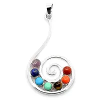 Кулон-амулет Спираль 7 чакр с натуральными камнями 4,6 см, без шнурка CHA501-04