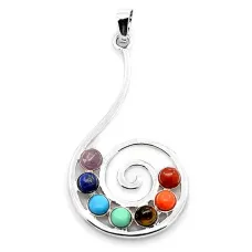 Кулон-амулет Спираль 7 чакр с натуральными камнями 4,6 см, без шнурка CHA501-04