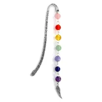 Закладка для книг Крыло ангела с натуральными камнями по цветам чакр 10,8см ZK002-1