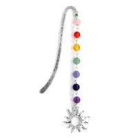 Закладка для книг Солнце с натуральными камнями по цветам чакр 10,8см ZK002-3