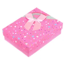 Коробка для бижутерии с бантом 90х70х30мм, цвет розовый BOX003-3