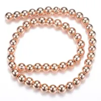 Бусины Гематит (синтетический, не магнитный) 8мм на нити, цвет розовое золото FB8-032