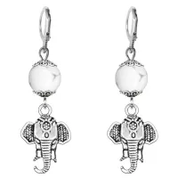 Серьги-амулеты Слон (мудрость, сила, долголетие), кахолонг SE-MKA23-26