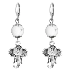 Серьги-амулеты Слон (мудрость, сила, долголетие), кахолонг SE-MKA23-26